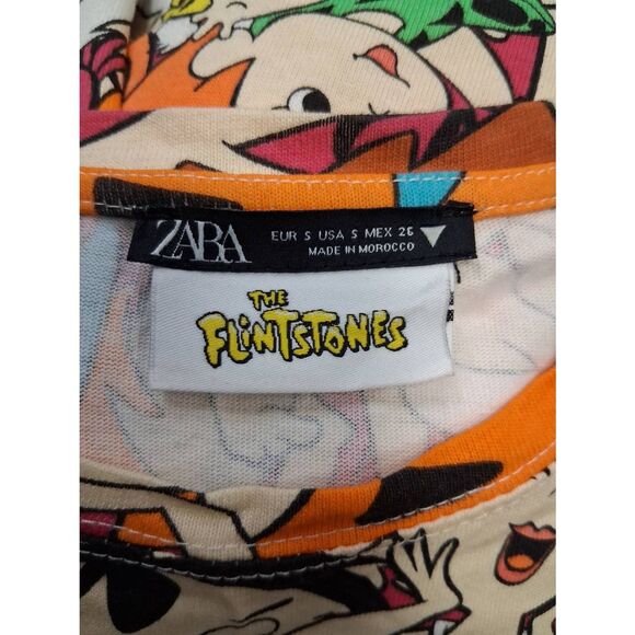 Zara Flintstones womens small tshirt dress multi colored orange blue brown - Picture 5 of 8